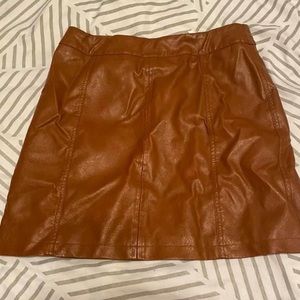 Brown leather skirt